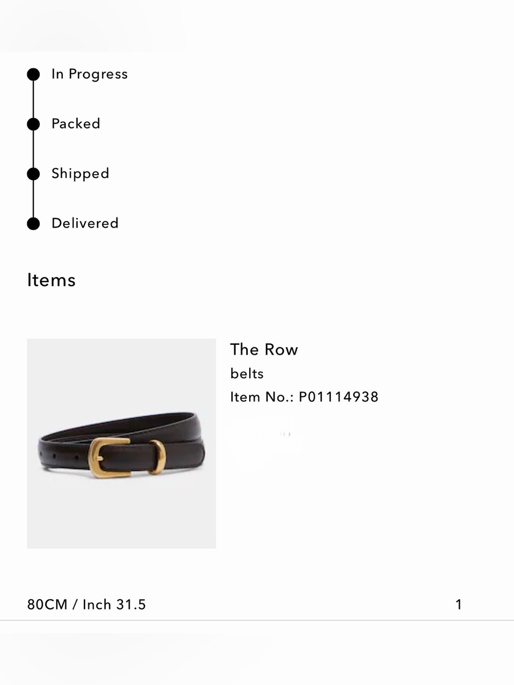 NWT The Row Ring Belt Brown/Gold Size 80 - Picture 8 of 10
